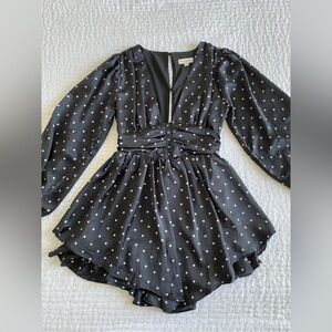 Black with pink poka dot dress